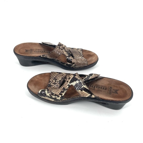 Mephisto Python Snake Print Double Strap Slip On Sandal Slide - Picture 3 of 7